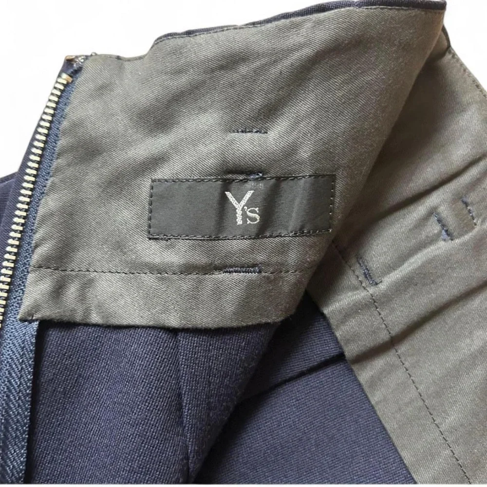 Yohji Yamamoto Y’s navy wool gabardine I-line midi skirt NWT deadstock vintage - Picture 4 of 8